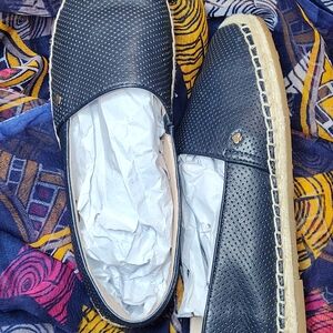 Kate Spade Navy Blue Leather Espadrilles